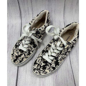 Disney Sneakers Size 8 Black White Mickey Mouse Lace Up Shoes